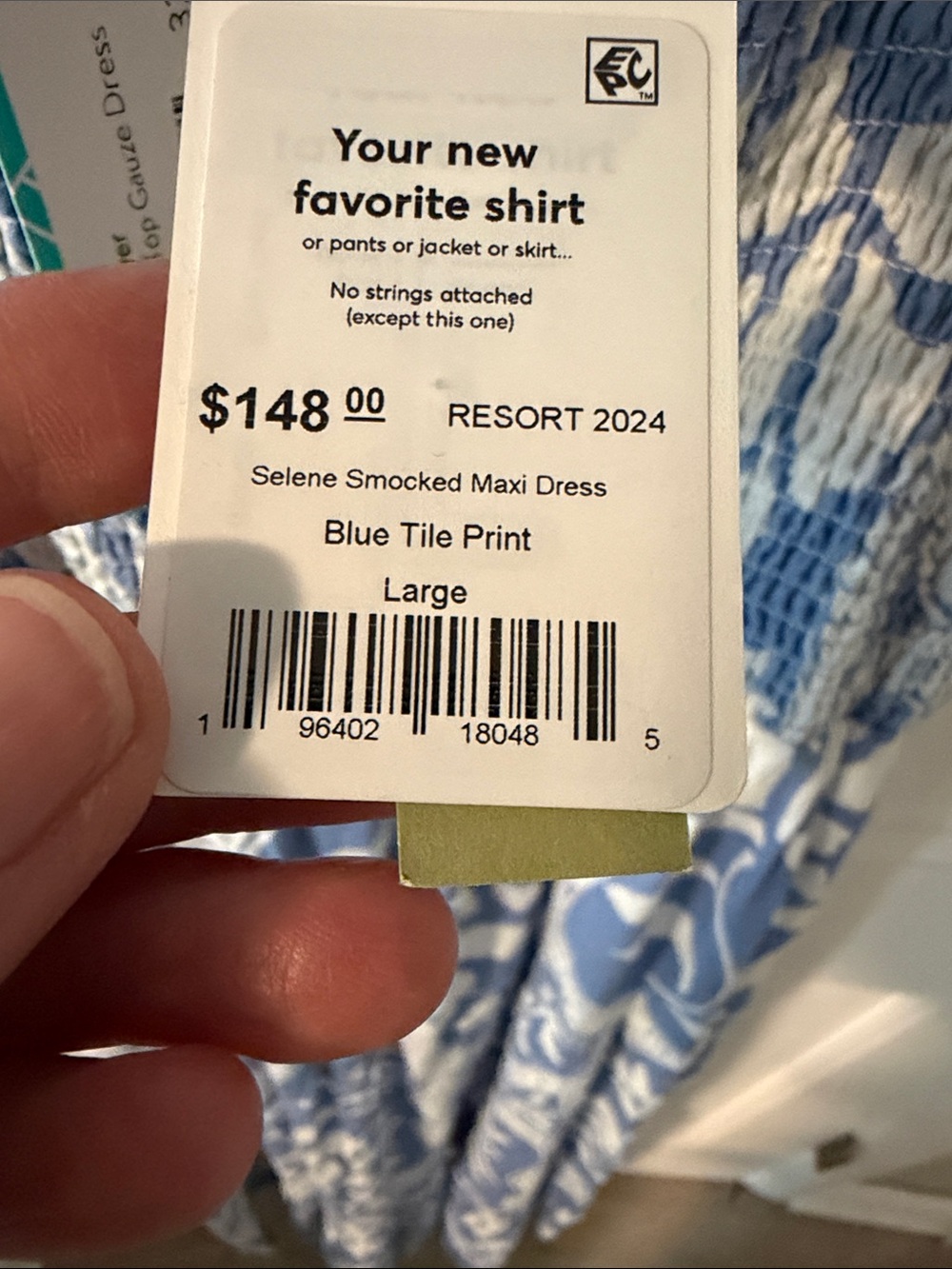 NWT Marine Layer Selene Smocked Maxi Dress Blue Tile Floral Coastal Cottagecore - Picture 5 of 10